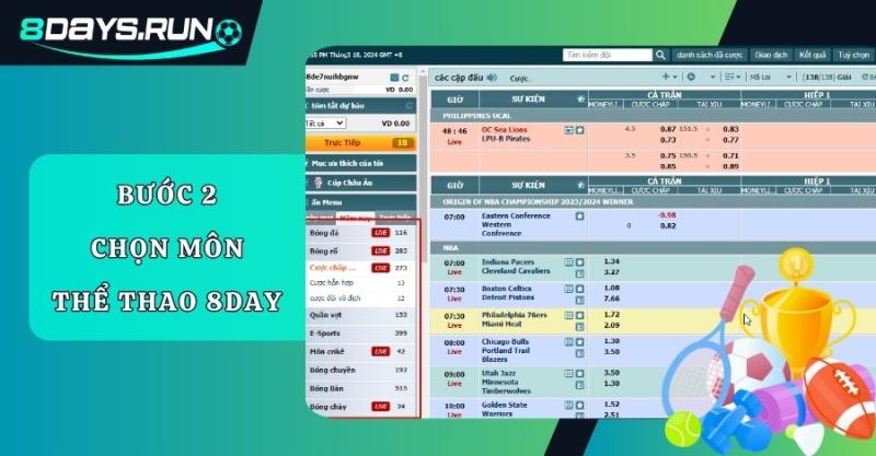 Hướng dẫn cách chơi Thể thao tại 8day